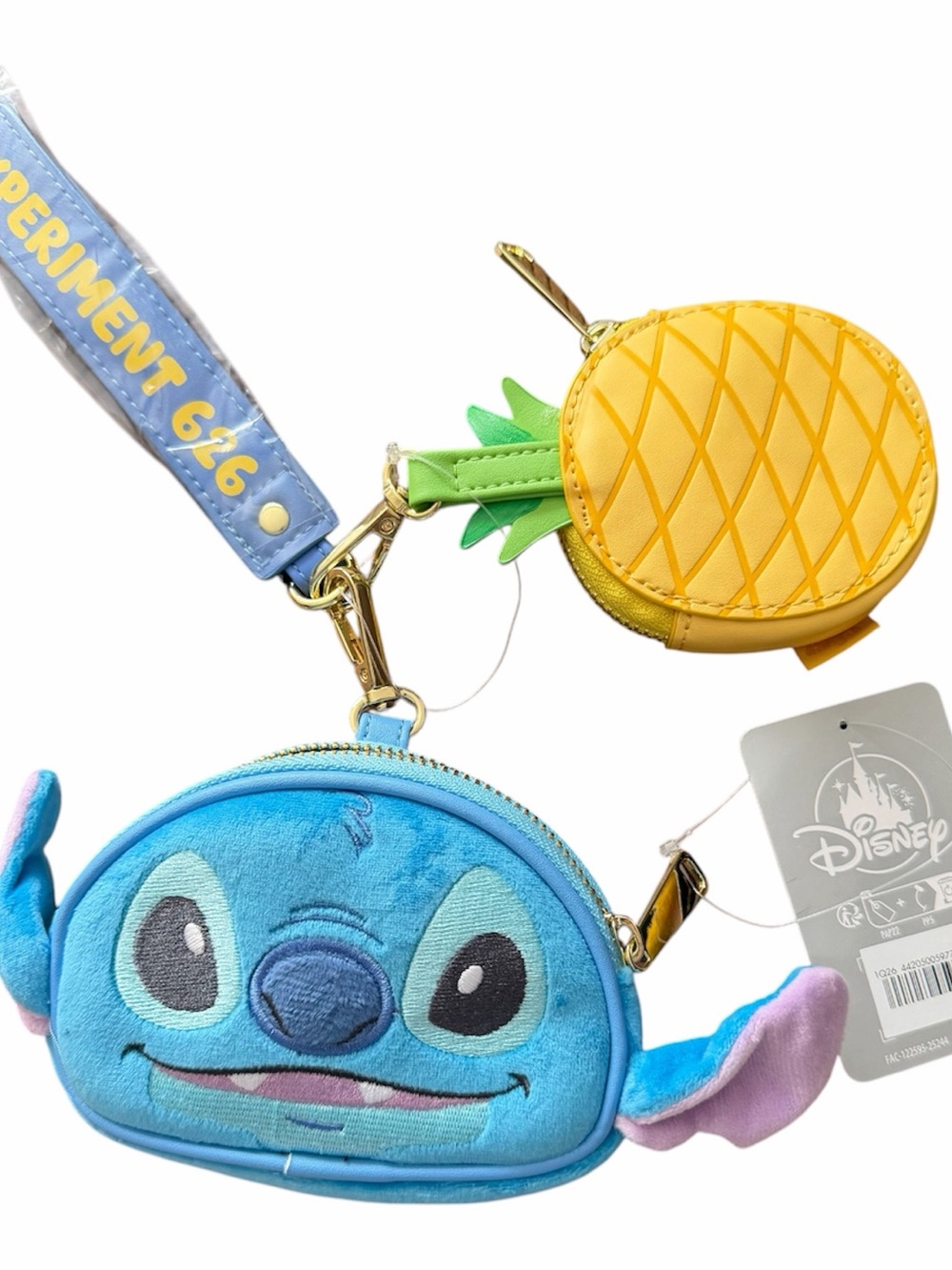 Disney Stitch & Pineapple Kids Wristlet Coin Pouch - Blue & Yellow